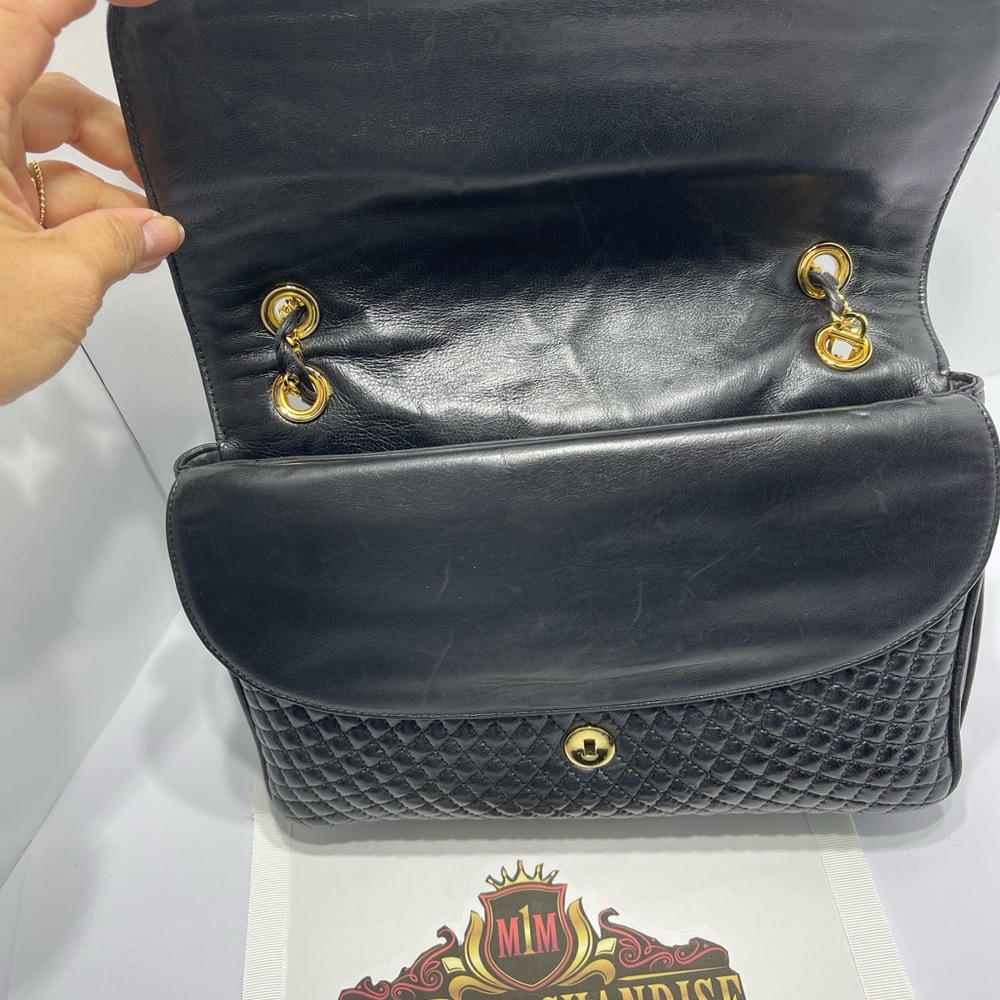 Bally Quilted Leather Shoulder Bag in Black. - Picture 11 of 16